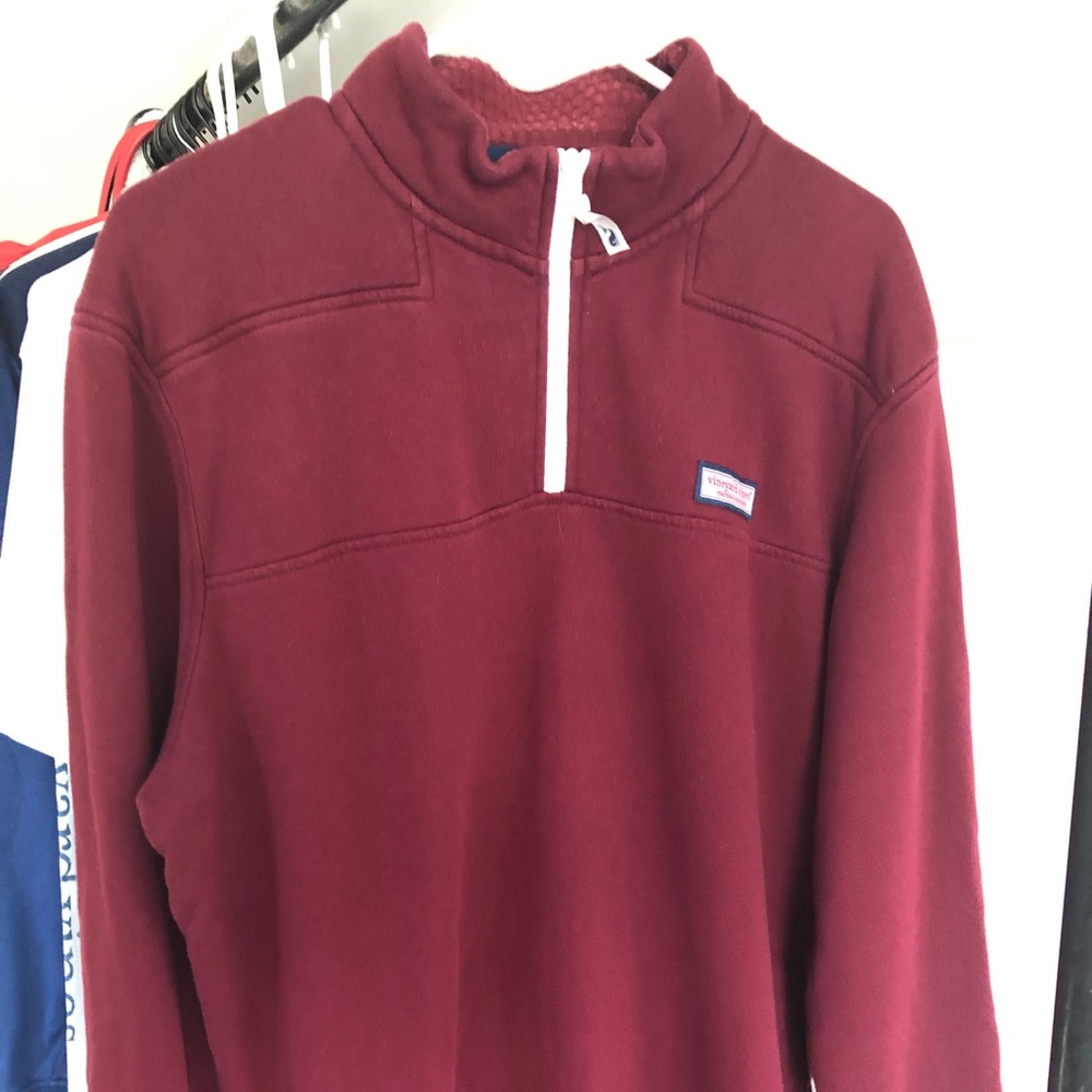 Vineyard Vines Shep Shirt/Half Zip Burgundy/Red